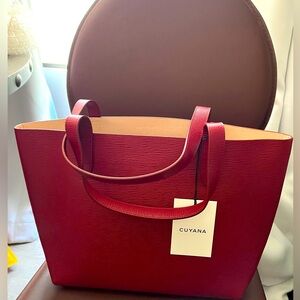 Cuyana red classic leather tote